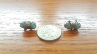 Stunning Vintage Native American Tribal Sterling Silver & Turquoise Earrings 3