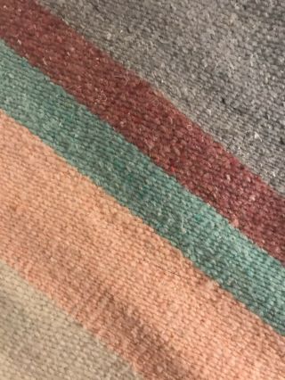 Vtg Beach Boho Mexican Southwest Woven Wool Cotton Blanket Sunset Stripe Falsa 5