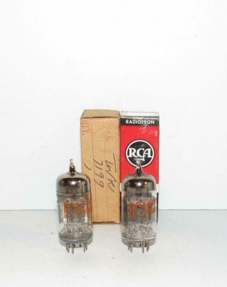 Matched Pair - Nos Rca 7199 Black Plate Amplifier Tubes.  Tv - 7 Test Strong.