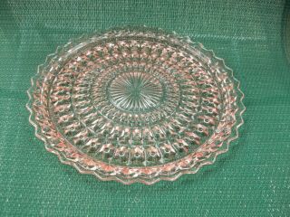 Vintage Pink Depression Glass Cake Pie Plate 10 1.  2 " Round In Diameter