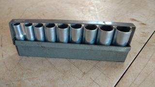 Vintage Craftsman - V - Series Deep Well Socket Set Sae 3/8 " Drive Metal Tray Usa