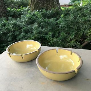 2 Heath Ceramics (edith) Vintage 6.  5 " Round Mustard Ashtrays Sausalito,  Ca