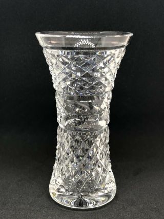 Vintage 4.  5” Waterford Cut Crystal Line Facet Diamond Cut Miniature Bud Vase