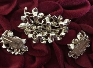 Vintage Sarah Coventry Brooch And Clip On Earrings Set - sparkling Pink/ Lavender 3