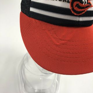 Vintage Baltimore Orioles MLB Official Logo Mesh Snapback Hat Orange Black Youth 4
