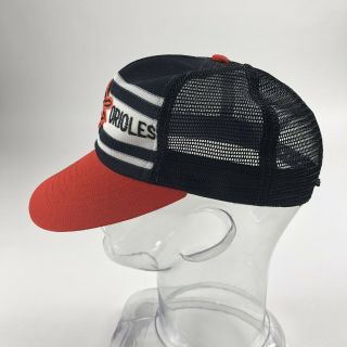 Vintage Baltimore Orioles MLB Official Logo Mesh Snapback Hat Orange Black Youth 5