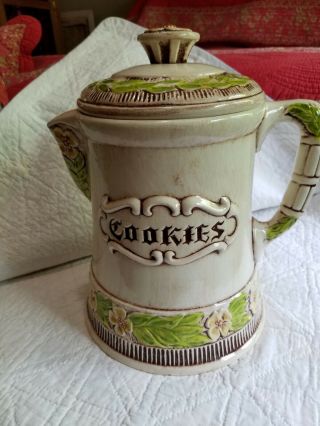 Vintage Treasure Craft Made In Usa Ceramic Coffee Tea Pot Cookie Jar W/ Flowers