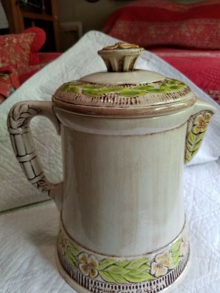 Vintage Treasure Craft Made In USA Ceramic Coffee Tea Pot Cookie Jar w/ Flowers 4