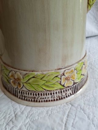 Vintage Treasure Craft Made In USA Ceramic Coffee Tea Pot Cookie Jar w/ Flowers 5