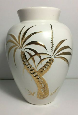 Vintage Australian Diana Pottery Palm Tree Vase Hollywood Regency