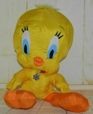 Vtg 90s Tweety Bird Looney Tunes 26 " Jumbo Nylon Puffalump Plush Play By Play