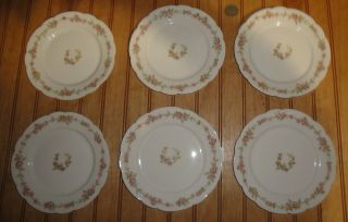 (6) Vintage Ch Field Haviland Limoges Goa France 6 1/8 " Small Plates Pink Roses