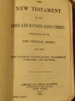 Vintage 1917 World War 1 Holy Bible Testament Pocket Size Army &Navy Ed.  WWI 2