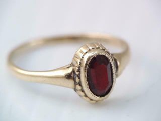 Vintage Art Deco Solid 10k Gold Red Stone Childs Ring Sz 3