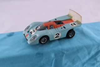 Vintage Aurora Afx Slot Car Porsche 917 Gulf Color Blue Orange Race Car
