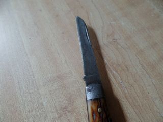 Vintage Schrade Cut Co.  Walden N.  Y.  1917 - 47 Peach Pit Pattern Single Blade Knife 2