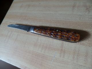 Vintage Schrade Cut Co.  Walden N.  Y.  1917 - 47 Peach Pit Pattern Single Blade Knife 3