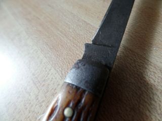 Vintage Schrade Cut Co.  Walden N.  Y.  1917 - 47 Peach Pit Pattern Single Blade Knife 4