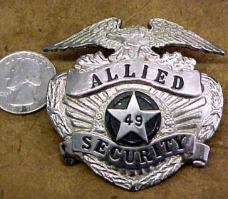 Obsolete Metal Allied Security Services Badge Pin Eagle - Vintage