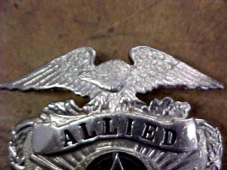 Obsolete Metal Allied Security Services Badge Pin Eagle - Vintage 3