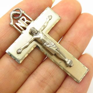 925 Sterling Silver Vintage Creed Large Religious " Inri " Crucifix Cross Pendant