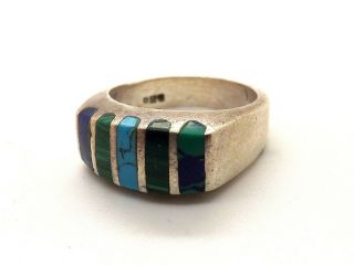 Vintage Navajo Sterling Turquoise Ring Signed Lfr Mexico Size 8 3/4
