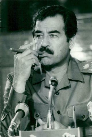 Iraqi President Saddam Hussein At A Press Conference In Baghdad - Vintage Photo