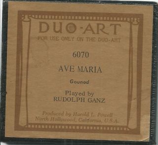 Piano Roll Vintage " Duo Art " Ex " Ave Maria " 6070 Large