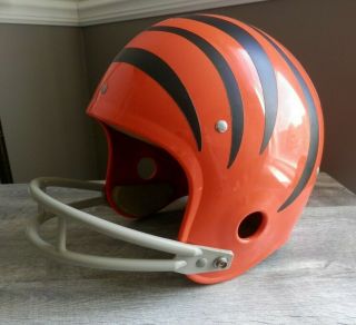 Cincinnati Bengals Full Size Helmet 2 - Bar Face Mask Rawlings Sz Medium Vintage 3