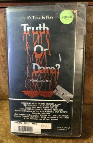 Truth Or Dare? (vhs) Vintage Horror Peerless Fims (cut Box)