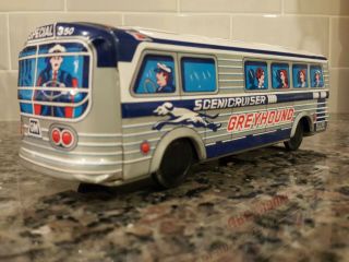 Vintage Tin Friction Greyhound Scenicruiser Bus Made In Japan No.  91