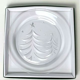 Vintage Hoya 1999 Glass Crystal Christmas Tree Party Plate Made Japan Nds9972b