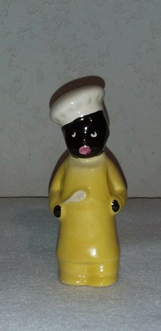Vintage Ceramic Black Americana Chef Cook Pie Bird Yellow Coat W/chef Hat Gift