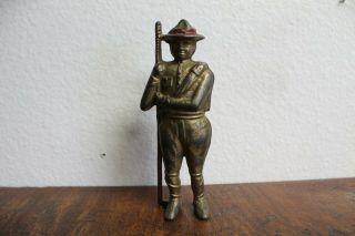 Vintage Cast Iron Boy Scout Figure Bank In