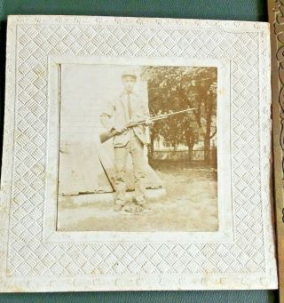Young Man Posing With Winchester 1878 Shotgun Cabinet Photo Photograph Vintage