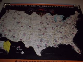 1994 Vintage Grateful Dead Road Tour Wall Map Concert Poster Garcia