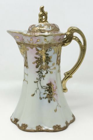 Vintage Japanese Japan Hand Painted Porcelain Gold Moriage Chocolate Pot Scp