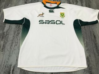 M Vintage South Africa Rugby Sa Official Jersey Canteberry Mens Xl White & Green