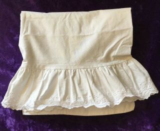 Vintage Ralph Lauren Bromley Lace Ruffled Cuff Ivory Cream Standard Pillowcase