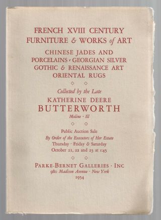 Kd Butterworth Moline Il Deere & Co Vtg 1954 Parke Bernet Art Rug Estate