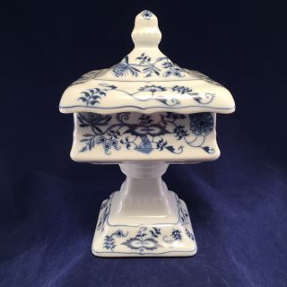 Vintage 1950 ' S BLUE DANUBE Blue Onion Wedding Bowl Covered Candy Dish 99183 2