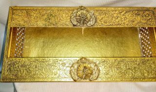 Vintage Gold Brass Filigree Rectangle Tissue Kleenex Box Cover Holder 2