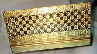 Vintage Gold Brass Filigree Rectangle Tissue Kleenex Box Cover Holder 4