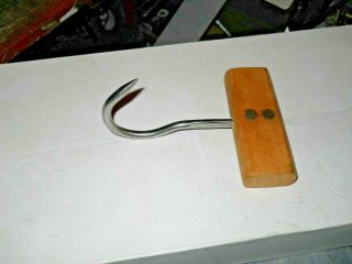 Vintage F.  Dick Germany Stainless Steel Wood Handle Hand Hook Meat Hook X - Lent