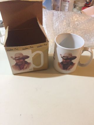 1987 Vintage Nib Leanin Tree Coffee Mug Open Box Western Theme Outfit