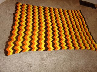 Vintage Afghan Knit Crocheted Blanket 84 " X 56 "