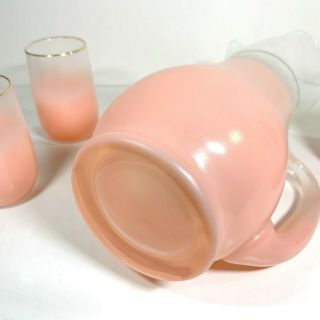Vtg Blendo Peach Pink Color Juice Pitcher and 4 Glasses Tumblers West Virginia 4
