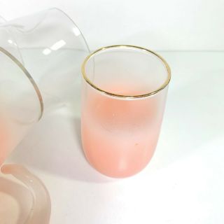 Vtg Blendo Peach Pink Color Juice Pitcher and 4 Glasses Tumblers West Virginia 6