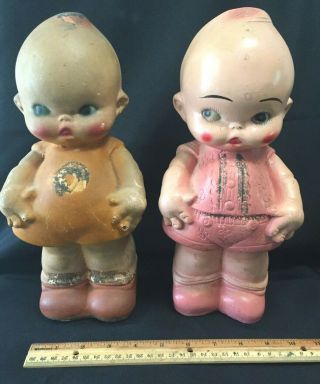 Vintage Carnival Prize Chalkware Kewpie Doll (s) Wings Toy Plaster Chalk 12 " Pr