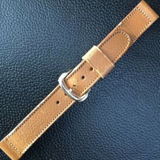 Nos Vintage Mens 1940s Brown Leather With Stitching Watch Band 16mm Ends A506